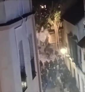 Real Betis and Fiorentina fans clashing.