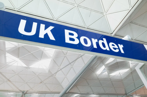 UK Border sign in airport.