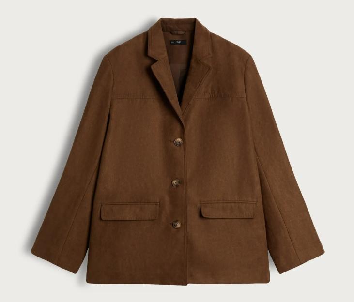 Brown suede blazer.