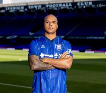 Fabio Wardley in Ipswich Town football shirt.
