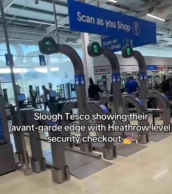 Tesco checkout security scanners.