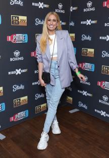 Stacey Solomon at the KSI vs Joe Fournier boxing match.