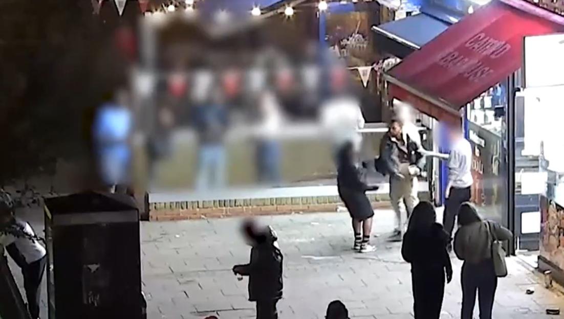 Andre Gustaffe caught on camera punching his victim outside the London and Rye pub in Catford, London.