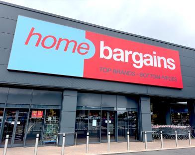 Home Bargains store exterior with signage.