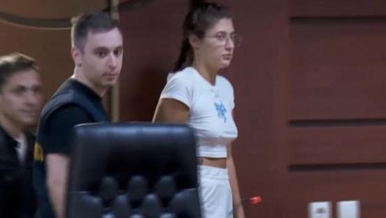 Bella Culley in handcuffs in a Georgian court.