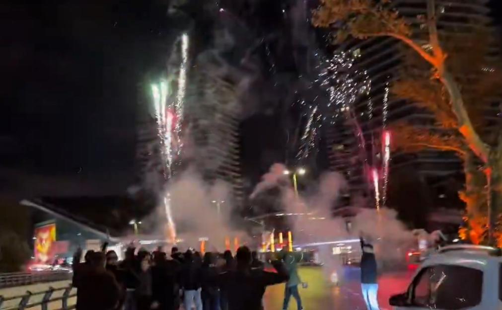Galatasaray fans set off enormous fireworks display right outside Liverpool team hotel before Champions League clash