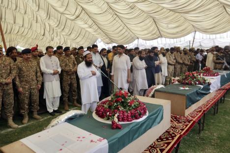 Funeral for victims of Indian missile strike in Pakistan.