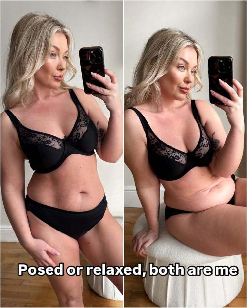 Woman in lingerie, posed and relaxed.