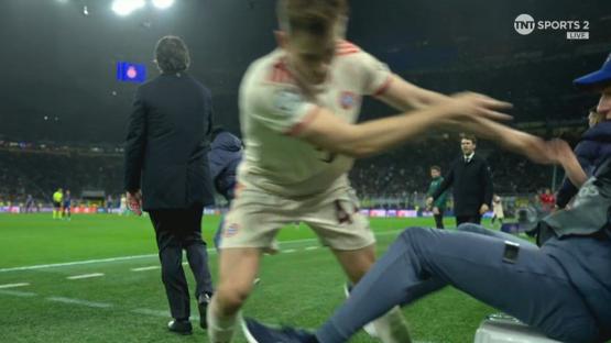 Furious Bayern Munich star shoves ballboy to ground as Harry Kane and Co’s Champions League dream ends in disaster