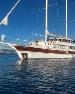 The Boreas-1 sailboat at sea.
