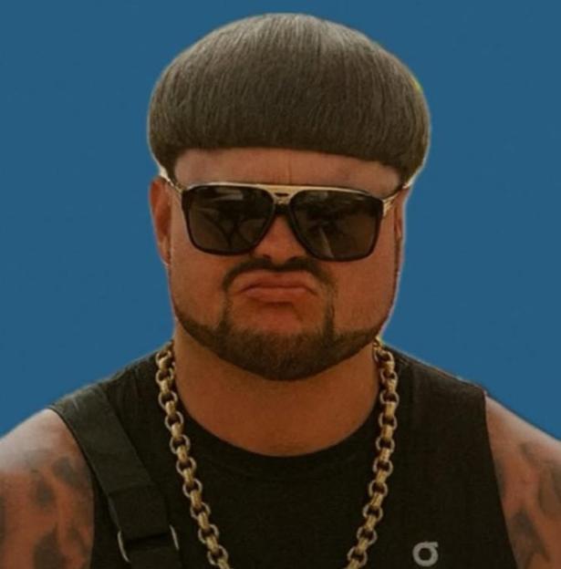 Ibiza Final Boss tour announcement featuring a man with a bowl cut and sunglasses.