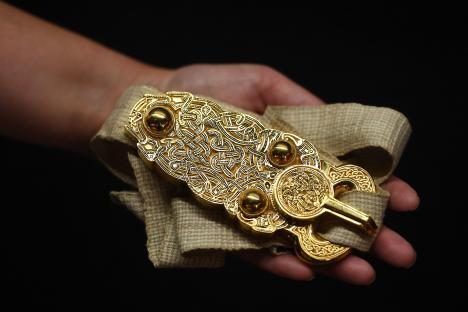 Replica of a gold belt buckle believed to have belonged to King Raedwald.