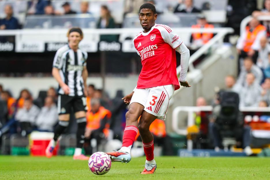 Cristhian Mosquera of Arsenal in action during the Newcastle United FC v Arsenal FC English Premier League match.