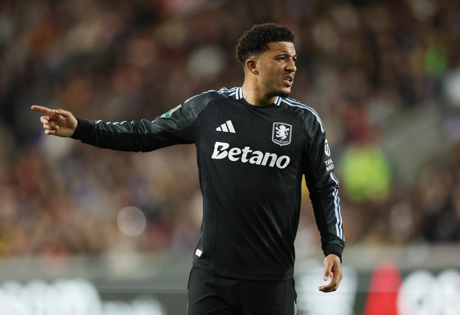 Jadon Sancho of Aston Villa looks on during the Carabao Cup Third Round match.