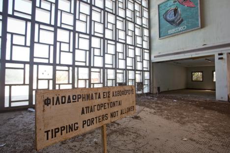 A sign reading Tipping porters not allowed still stands in the foyer 