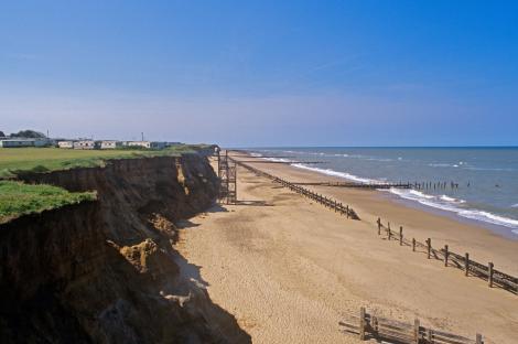 Happisburgh beach with erosion and new access steps.