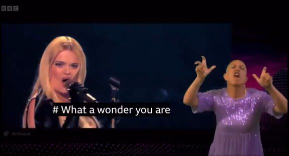 Singer performing