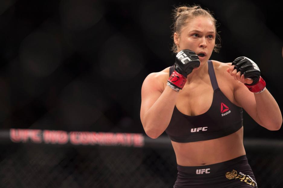 Ronda Rousey fighting in a UFC match.