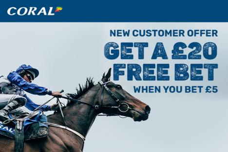 Horse racing free bets offer: Get £20 bonus to spend with Coral