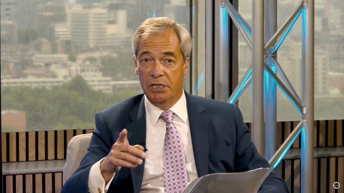 Nigel Farage speaking at a press conference.