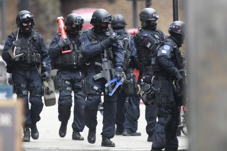 Armed police officers in London.